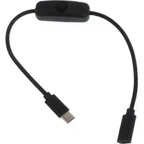 Netzschalterkabel für 4B-Netzteil, USB Typ C Stecker auf Typ C Buchse Verlängerungskabel mit Ein-/Ausschalter (1/4)
