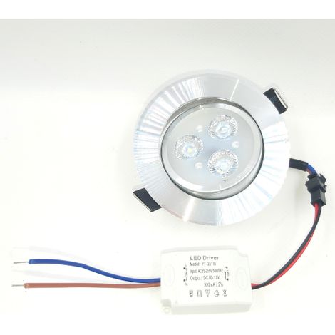 Foyu Spot rond led 3W lumie're blanche glace 6500K pour plaques de platre encastre'