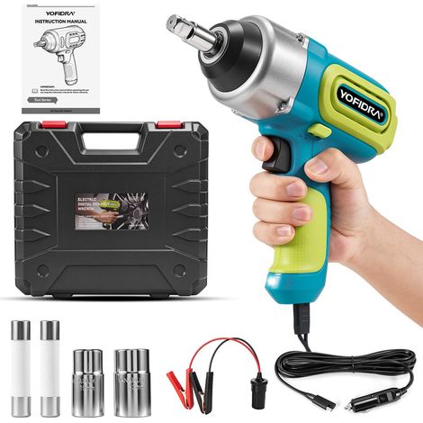 Clé à chocs électrique 12V 480Nm,2 douilles,Cordon d'alimentation 4 m,pour travaux intensifs – Coffret de rangement (1/5)