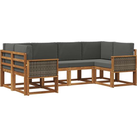 Set di divani da esterno 6 pz Naturale e Antracite vidaXL (1/5)