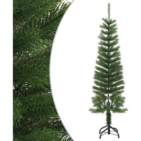 Sapin de Noël Artificiel Mince 150 cm Vert 288 Pointes en PE avec Support en Acier - PANGIVO (1/5)