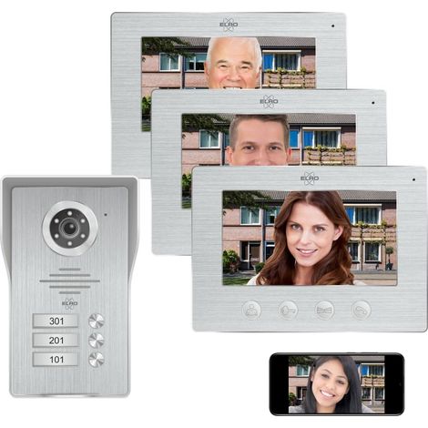 ELRO DV4000-3 Videocitofono WiFi-IP │ 3 Appartamenti │ Telecamera Full HD 1080P con Visione Notturna │ Cavo a 4 Fili │ 16 Suonerie (1/5)