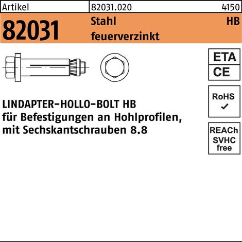 ART 82031 LINDAPTER-Hollo-Bolt St./8.8 HB 08-Größe 1 feuerverzinkt S (1/2)