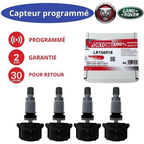 Pack x4 sensores de presión de neumáticos TPMS preprogramados 433MHz - Land Rover y Jaguar (Defender, Discovery, Range, F‑Pace) (1/5)