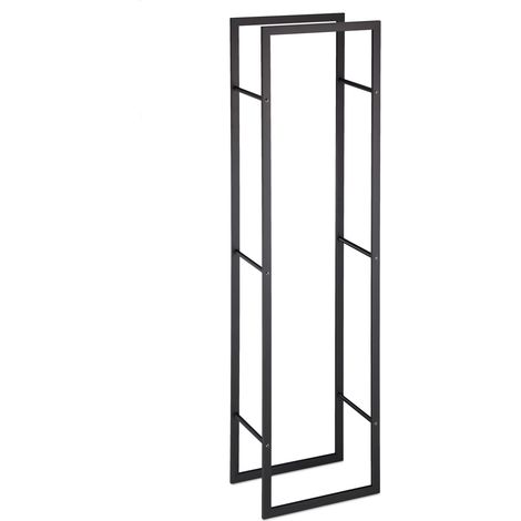 Portalegna dal design stretto portaoggetti per camino 80 x 30 x 120 cm in acciaio nero 130007249