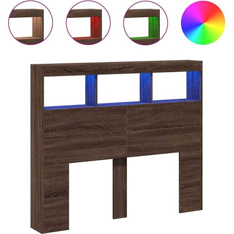Maison Exclusive - Armoire tête de lit avec LED chêne marron 120x17x102 cm (1/5)