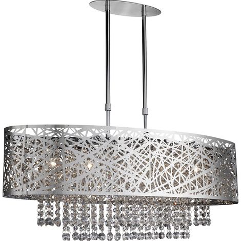 Plafonnier suspendu MICA 5L métal chromé G9 5x33w maxi L81cm hauteur 71cm réglable (1/2)