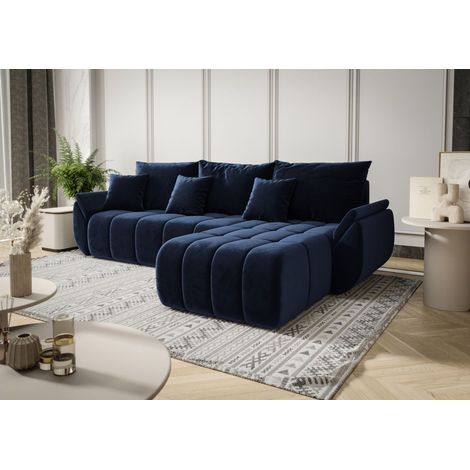Ecksofa Schlafsofa LOUISE Stoff Monolith Dunkelblau Ottomane Rechts