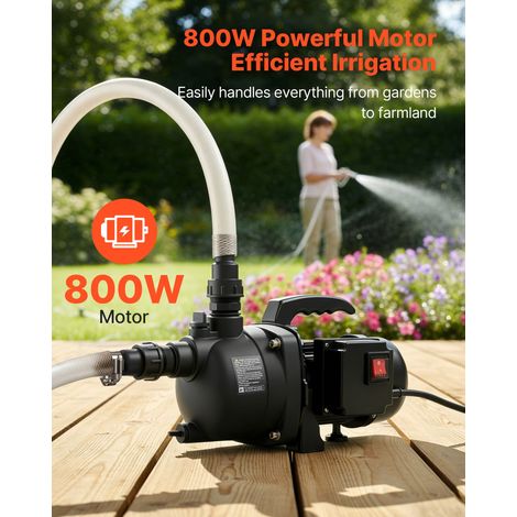 Pompe à Jet pour Puits Peu Profond 800 W Pompe à Jet en PP Débit Max 3300 L/h pour Irrigation de Jardin et Arrosage de Pelouse, avec Hauteur d'Aspiration 8 m, Protection contre la Surchauffe (1/5)