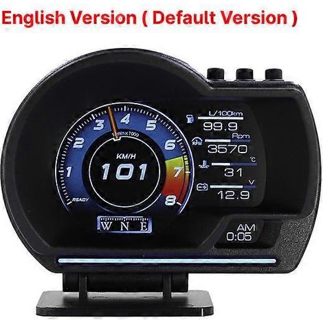 Voiture V60 est Affichage tête haute (HUD) Auto Display OBD2+GPS Smart Car HUD Jauge Odomètre numérique Alarme de sécurité Température d'eau et d'huile Régime moteur (1/5)