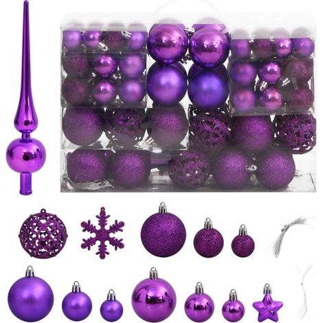 Décoration de Noël - Ensemble de boules de Noël 111 pièces violet polystyrène -WYW54055 (1/5)