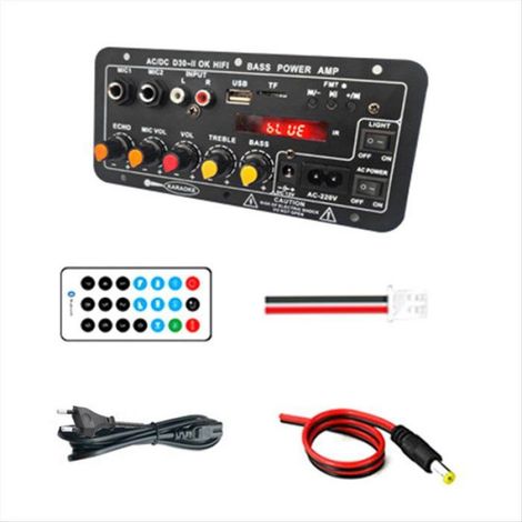 Carte Amplificateur Bluetooth - 12 V DC / 220 V AC - Double Entrée Microphone - Karaoké Home Cinéma - 1 Pièce (1/5)