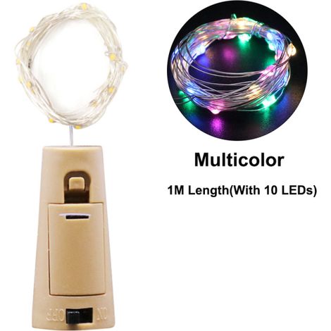 Guirnalda de luces LED de 1 m con 10 LED, ideal para decoración de bodas y Navidad, color blanco/multicolor.