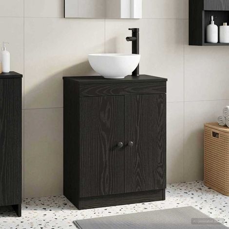 vidaXL Mobile da bagno con lavabo Nero 54 x 35 x 83 cm