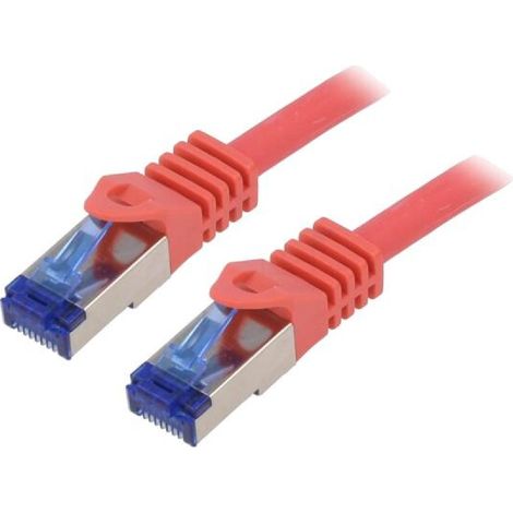 Cable reseau RJ45 male S-FTP Cat 6a rouge- 10m