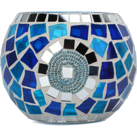 European style tealight candle holder, blue ocean theme, blue-green reflected light, glass candle holders for decoration (1/5)