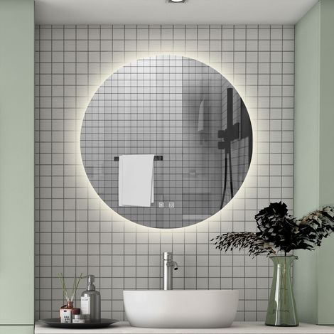 500500MM Round LED Mirror with Dimmable 3 Colors LED , Anti-fog, Memory Function, Touch and wall switch (1/5)