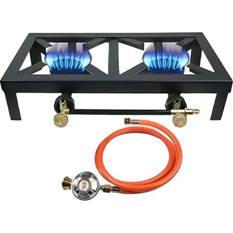 Hornilla de gas para camping, quemadores ajustables, diseño ligero, doble control. (1/2)