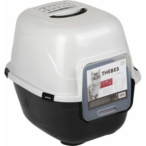 m-pets Thebes Katzentoilette Schwarz und Weiß Elegant