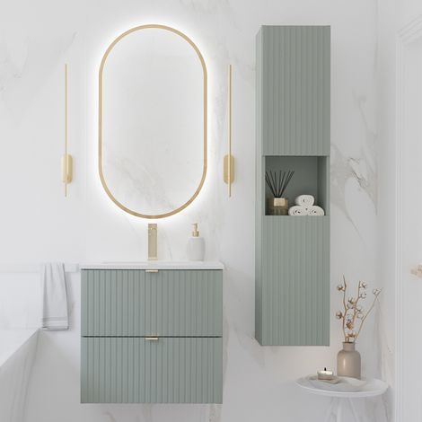 Badmöbel Set 3-teilig in grün mit 60cm Waschtisch, NEWPORT-56-GREEN (1/5)