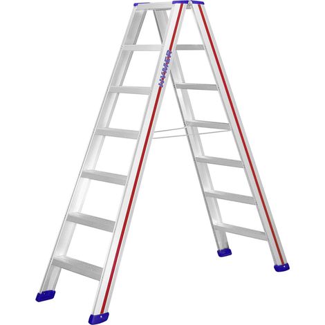 Escabeau double 2x7 marches - Hauteur max. de travail 3,1m - 6024/2X7 (1/5)
