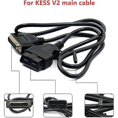 Connecteur Kess V2, câble de test principal 16 broches vers 25 broches, outil de diagnostic OBD2, câbles adaptateurs OBD-II, kits de réglage, convertisseur de broches DB25, câbles d'extension (1/5)