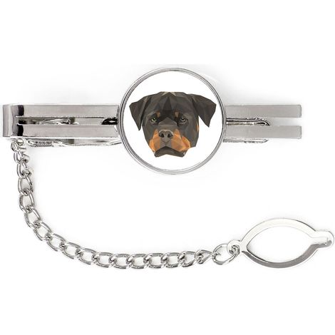 Rottweiler - Pinza de corbata geométrica con foto e inscripción Art-Dog (1/4)