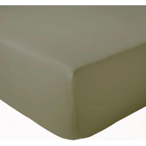 Drap Housse coton bonnet 23 cm fabriqué en France Taupe 90x190 cm