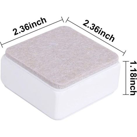 Ulisem4 PCS Rehausseur de Meubles en Acier Carbone de 3 cm, Rehausseurs de Lit en Acier Carbone 6 cm, Rehausseurs de Meubles pour Meubles Hauteur 3 cm,Blanc Carré (1/3)