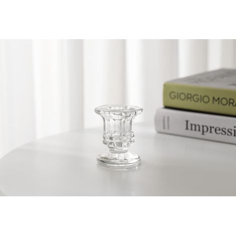 Chandelier Bougeoir Verre Transparent - Lot de 2 Petite Bougeoir Mariage Noel Decoration Maison, Supports pour Bougies Coniques Centre de Table Salon Chambre