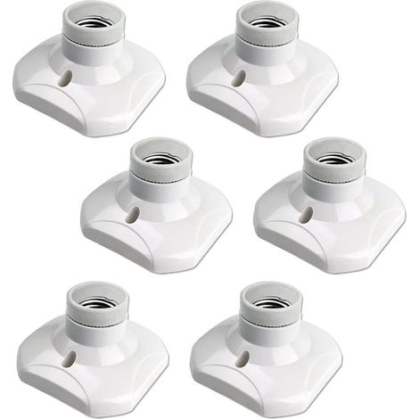 Douille Plafond E27 à Visser, Douille E27 Garage, AC 220-240V, Support Douille pour Ampoule LED, Base Plafonnier Culot E27, Base de Lampe Plastique Blanche pour Lampe au Mur, lot de 6 (1/5)