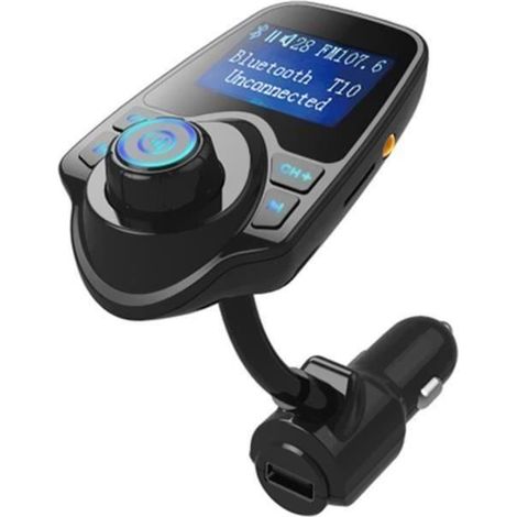 Trasmettitore FM Bluetooth T10, schermo LCD da 1,44 pollici, kit di ricarica USB wireless per auto con porta USB e slot per scheda TF (AA70615) (1/4)