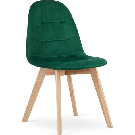 Sedia Leobert BORA verde scuro in velluto e legno