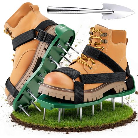 Chaussures aérateurs de pelouse préassemblées avec fixations, aérateur de pelouse avec aérateur à pelles inclus, chaussures de jardin – aérateur de pelouse idéal (1/5)