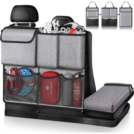 Trunk Organizer (Gray) - Detachable Car Storage Bag, Multi-Purpose Car Seat Organizer Bag for Car Interior for Jeep, SUV, Van MUMU (1/4)