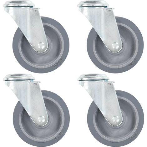 Roulettes pivotantes avec trou de boulon, lot de 4, 100 mm