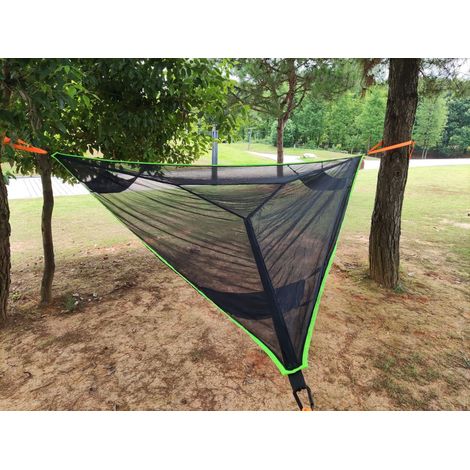 BEBUSINGOTO Hamaca triangular aérea multipersona, hamaca plegable portátil de malla (1/5)