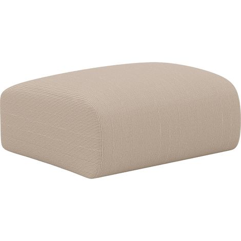 Pouf en velours côtelé fines côtes beige POGNI de Maison Céphy