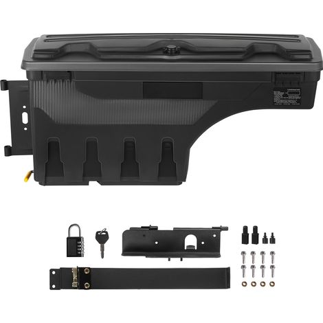 Coffre de benne ABS 20 L cadenas à code passage de roue Toyota Tundra 2007-2021 côté conducteur noir (1/5)