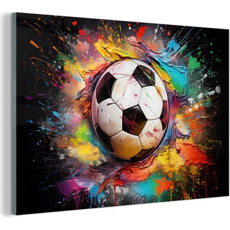 TABLEAU EN PLEXIGLAS Football - Peinture - Couleurs - Noir - Blanc Tableau Décoration Murale 60x40 (1/5)