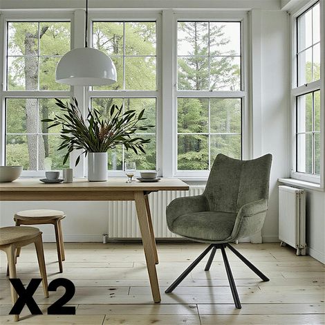 Chaise pivotante vert kaki à accoudoirs (lot de 2) IENA (1/5)