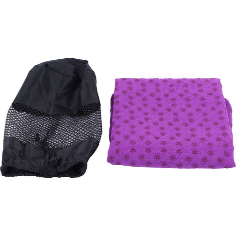 Tapis de yoga antidérapant 185x63 cm, serviette absorbante pour la transpiration, tapis de gym pour l'exercice (Violet) (1/5)
