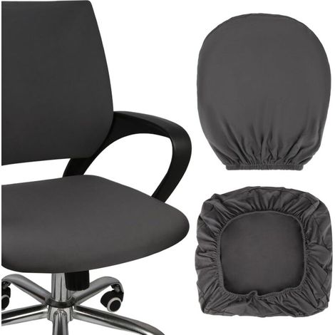 Dunkelgrau Bürostuhl Bezug, Waschbarer Bezug Bürostuhl, Elastischer Bezug für Bürostuhls, Geeignet für die Meisten Bürostühle 38-48cm (Rückenlehnenbezug und Sitzkissenbezug)
