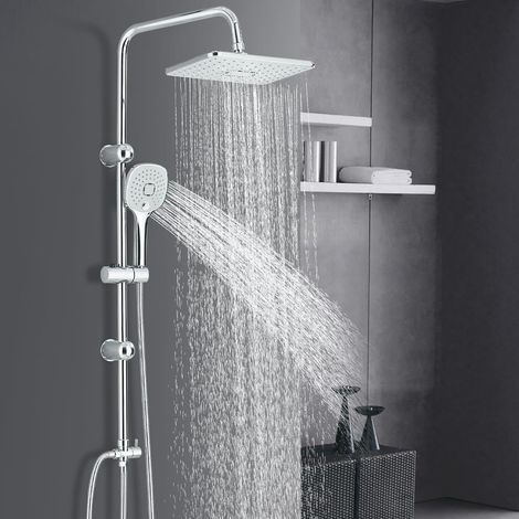 Shower System with Thermostat, Chrome Shower Mixer Tap, 3 Jet Types, Rain Shower, Wall Mount and Shower Head, Shower Column, for Bathroom (1/5)
