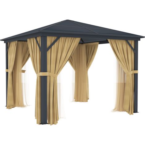 Rideaux pergola 300x300 cm polyester beige UV X-Metal (1/5)