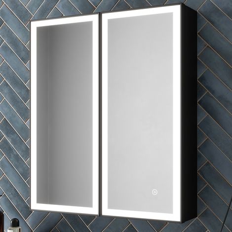 Aquari LED Bathroom Mirror Cabinet Demister Shaver Socket Touch Wall Mounted 700x600mm (1/5)