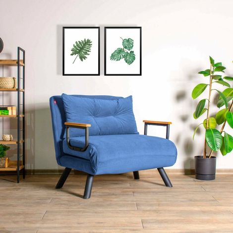 Butaca Keoni, reclinable con reposabrazos, soporta 100 kg, 60x78x78h cm azul (1/5)