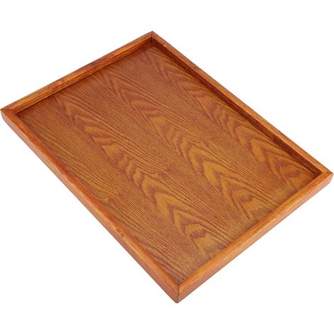 Wooden Tea Tray, Rectangular Serving Tray, Smooth Wood, Easy-Grip Food Plate, 30 x 20 cm, for Tea and Coffee Snacks at Home, Hotel, Table (1/5)