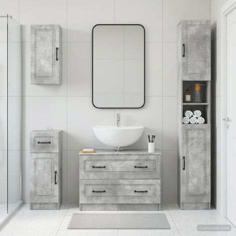 vidaXL 4 Piece Bathroom Cabinet Set UTRECHT Concrete Grey (1/5)