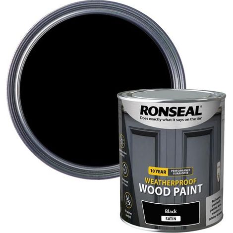 10 Year Weatherproof Wood Paint Black Satin 750Ml
